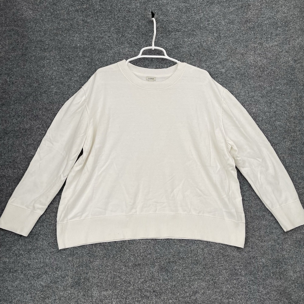 LL Bean Cotton Knit Sweater Women's Sz 3X White Pullover